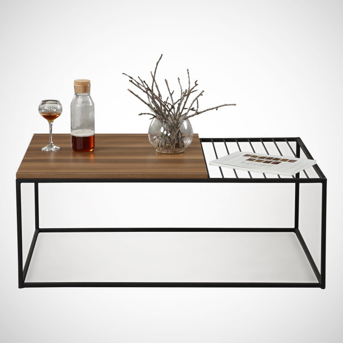 Hanah Home Mesa de Centro Industrial Nogal